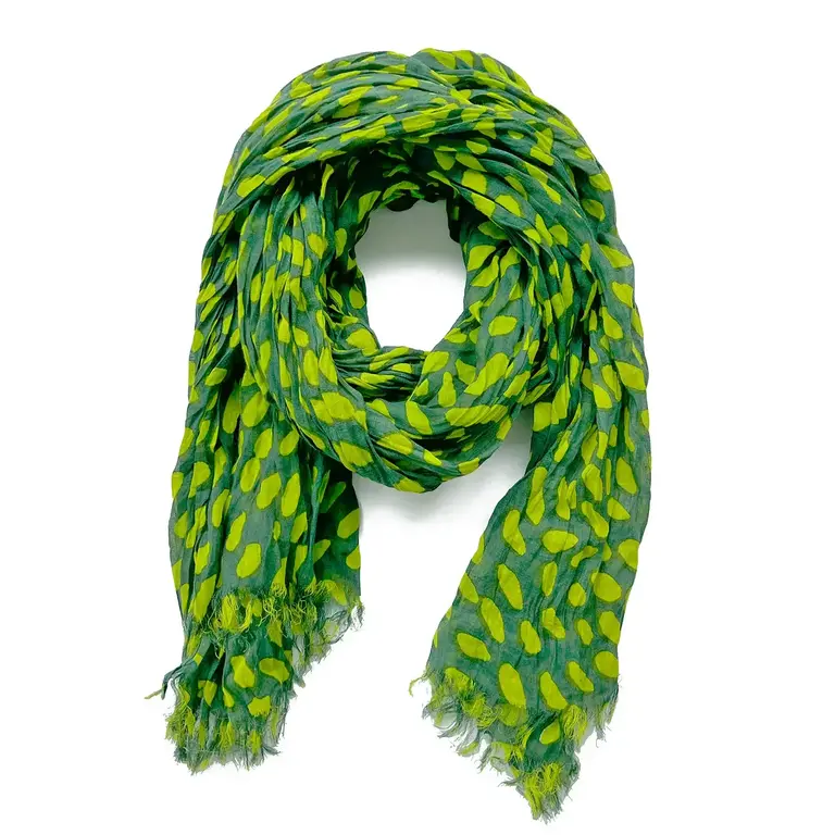 See Design Donna Gorman Cotton Scarf - Cheetah Forest/Pine