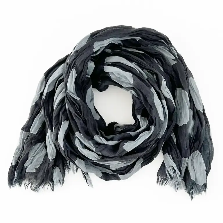 See Design Donna Gorman Cotton Scarf - Dot Grey/Black