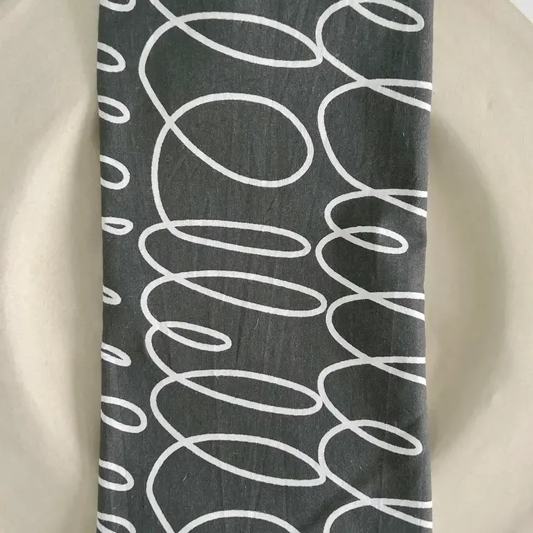 See Design Donna Gorman Cotton Napkins S/4 - Notes Coal