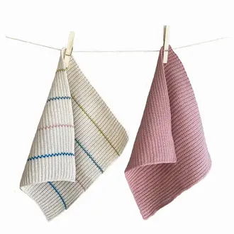 Funky Doris FD - Molly Knitted Cotton Dishcloth - Pink Stripe S/2