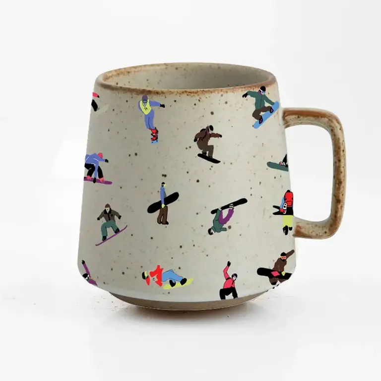 Artsy Em Stoneware Mug - Snowboarders