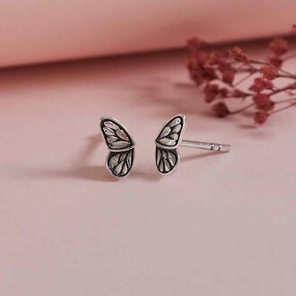 Nina Designs ND - Tiny Butterfly Wing Earrings - Sterling Silver