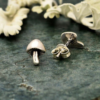 ND - Mushroom Stud Earrings- Sterling Silver
