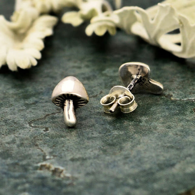 Nina Designs ND - Mushroom Stud Earrings- Sterling Silver