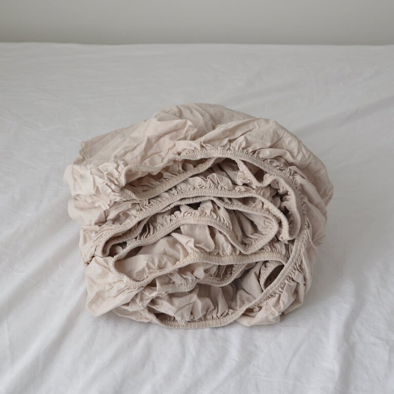House of Jude HJ - Turkish Cotton Fitted Sheet - Oat Milk - Queen