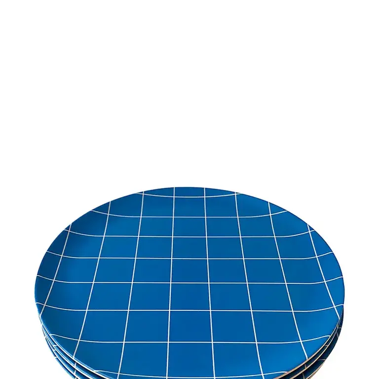 Xenia Taler Xenia Taler 8" Side Plate Blue Grid S/4