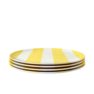 Xenia Taler Xenia Taler 8" Side Plate Yellow Stripe S/4 Xenia Taler Xenia Taler 8" Side Plate Yellow Stripe S/4