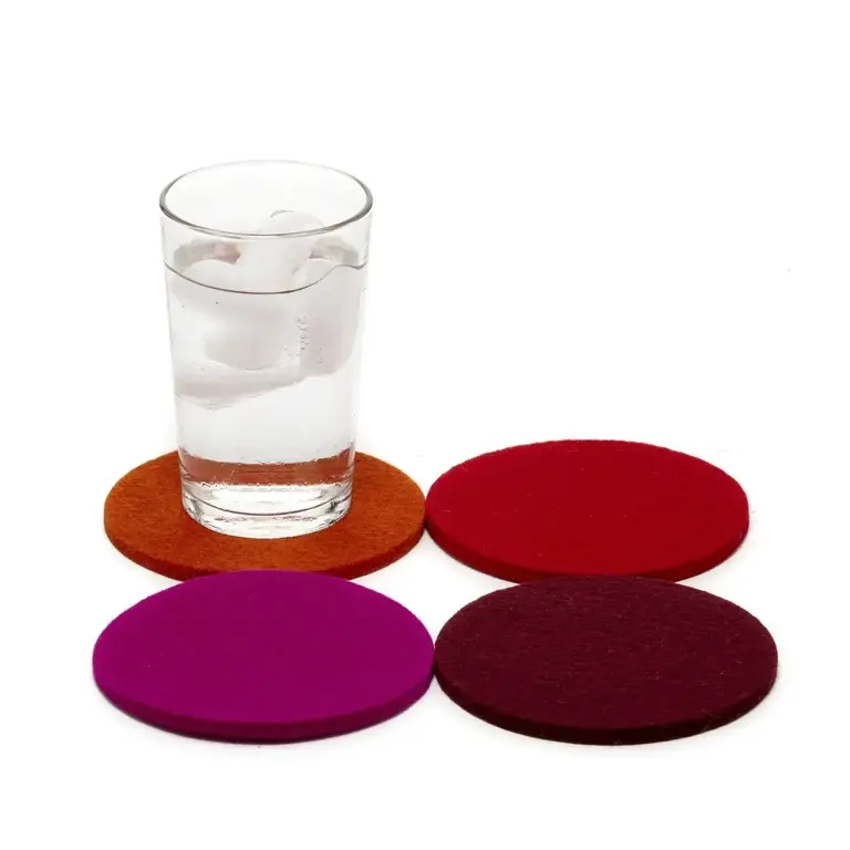 Graf Lantz Graf Lantz Merino Coasters S/4 Round - Bordeaux