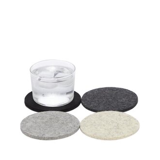 Graf Lantz Graf Lantz Merino Coasters Set 4 Round - Noir