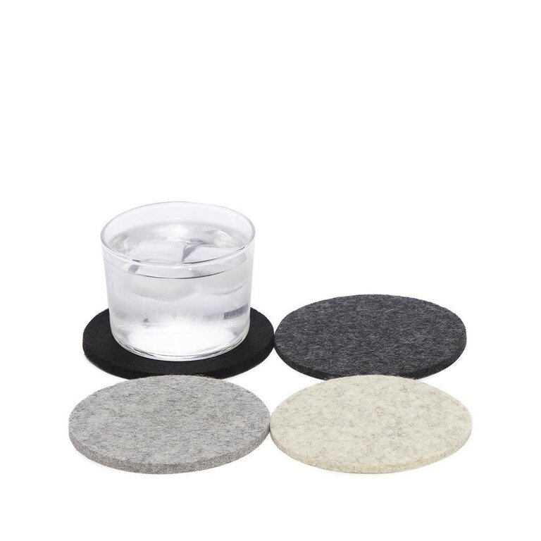 Graf Lantz Graf Lantz Merino Coasters Set 4 Round - Noir