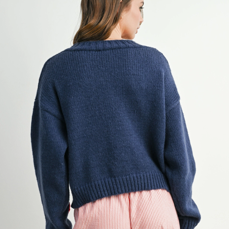 Buttermelon Buttermelon Embroidered Strawberry Cardigan