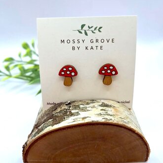 Mossy Grey Mossy Grove Amanita Mushroom Studs