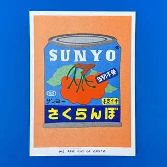 Out of Office Out of Office Risograph Art Print - Sunyo Cherries 5x7