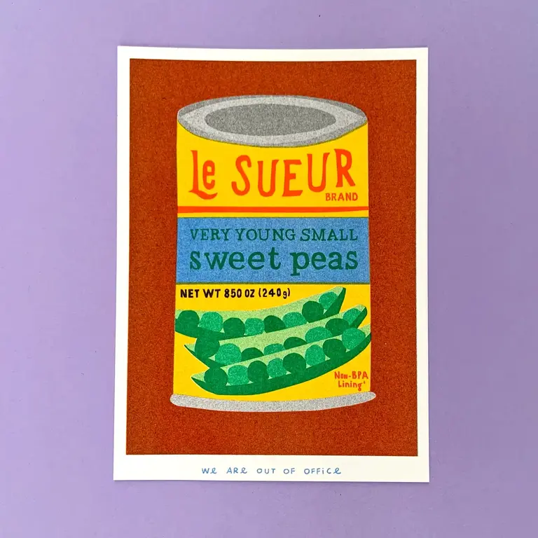 Out of Office Out of Office Risograph Art Print - Sweet Peas 5x7