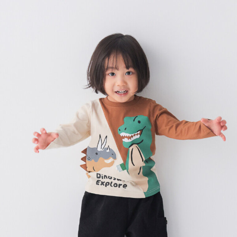 Cheeky Cheeky Kids Dinosaurs LS Shirt Natural