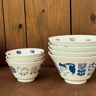 Fika Japan Fika Large Donburi Bowl Brown Cat