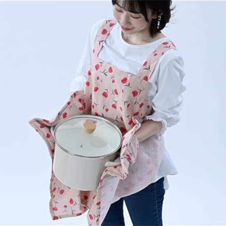 R-Co Japan R-Co Cotton Cross Back Apron - Pink Floral