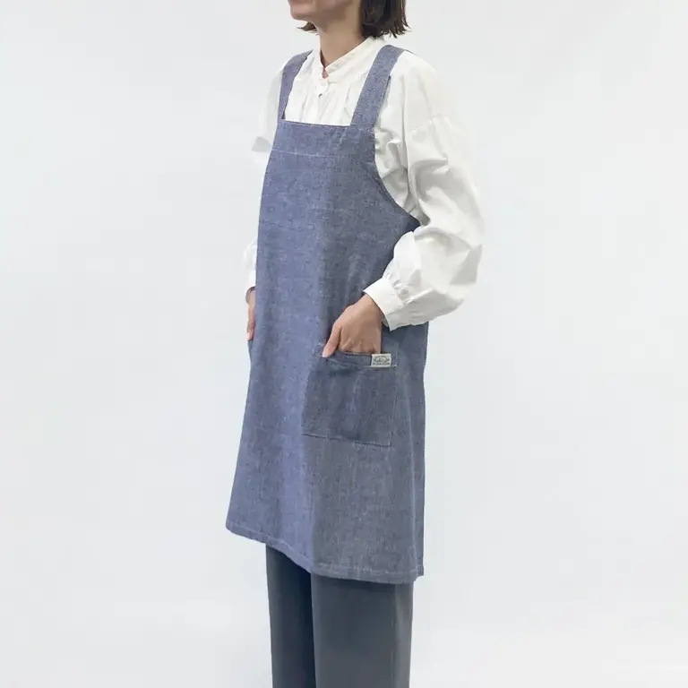 R-Co Japan R-Co Cotton Cross-Back Apron - Blue