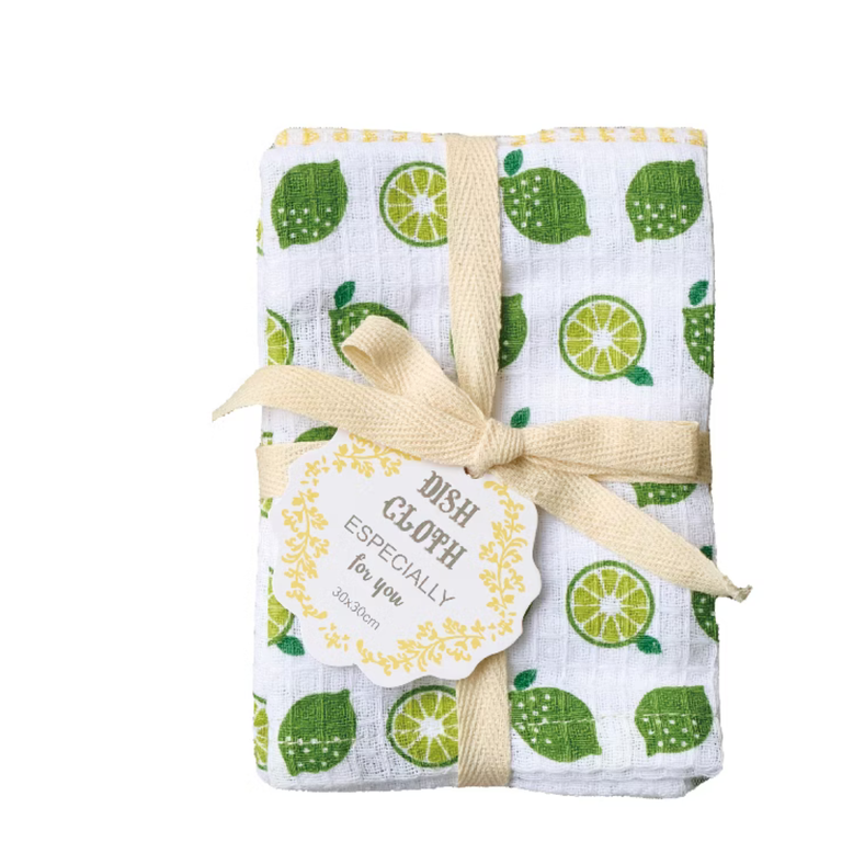 R-Co Japan R-Co Cotton Waffle Dishtowel S/2 - Lime Stripe
