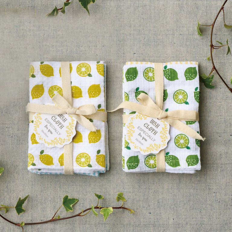 R-Co Japan R-Co Cotton Waffle Dishtowel S/2 - Lime Stripe