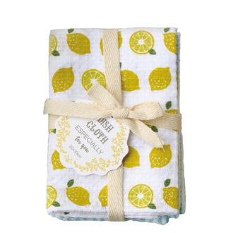 R-Co Japan R-Co Cotton Waffle Dishtowel S/2 - Lemon Stripe