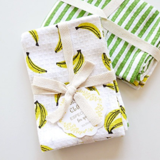 R-Co Japan R-Co Cotton Waffle Dishtowel S/2 - Banana Stripe