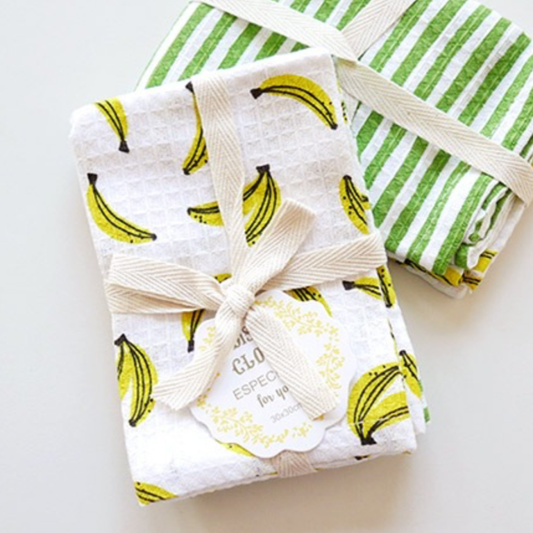 R-Co Japan R-Co Cotton Waffle Dishtowel S/2 - Banana Stripe