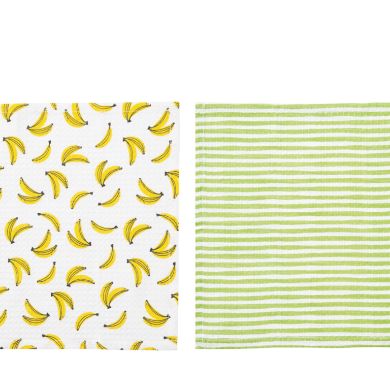 R-Co Japan R-Co Cotton Waffle Dishtowel S/2 - Banana Stripe