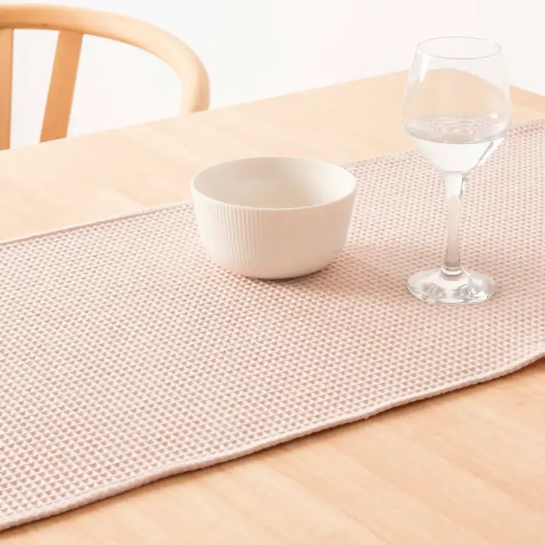 SGH SGH Cotton Waffle Table Runner 45x140 cm - Pink/Beige