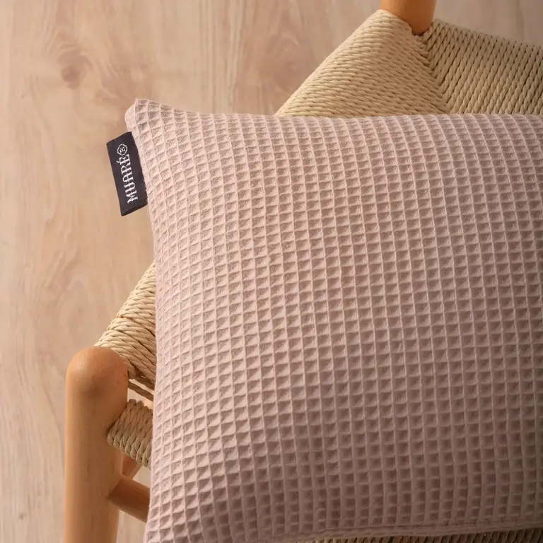 SGH SGH Cotton Waffle Cushion Cover Pink/Beige 50cm )