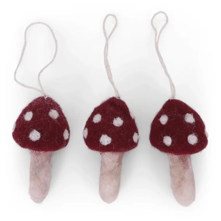 EGS EGS Fair Trade Mushroom Ornaments - Red (S/3)