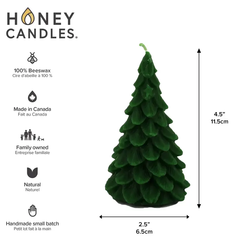 Honey Candles HC Beeswax Candle - Pine Tree Green