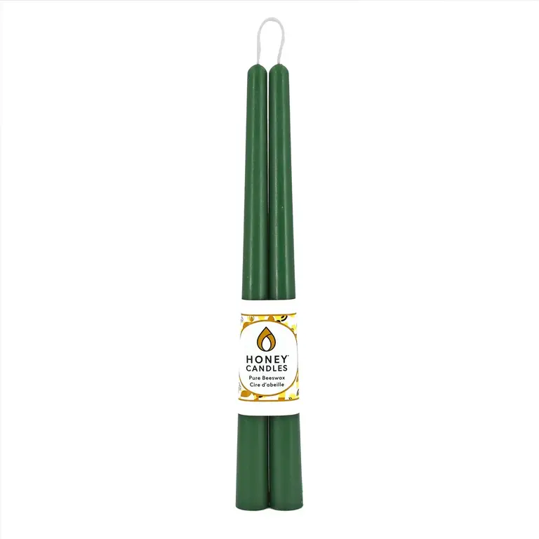 Honey Candles HC Beeswax Candle - Taper Pair 12" Green