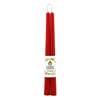 Honey Candles HC Beeswax Candle - Taper Pair 12" Red