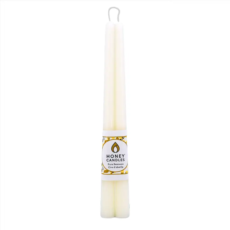 Honey Candles HC Beeswax Candle - Taper Pair 12" Pearl