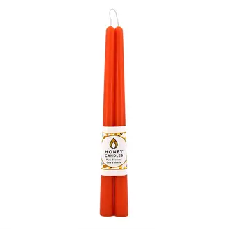 Honey Candles HC Beeswax Candle - Taper Pair 12" Tangerine