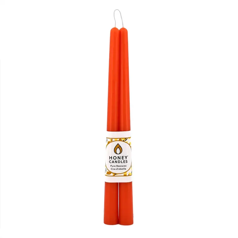 Honey Candles HC Beeswax Candle - Taper Pair 12" Tangerine