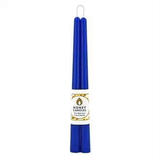 Honey Candles HC Beeswax Candle - Taper Pair 12" Blue