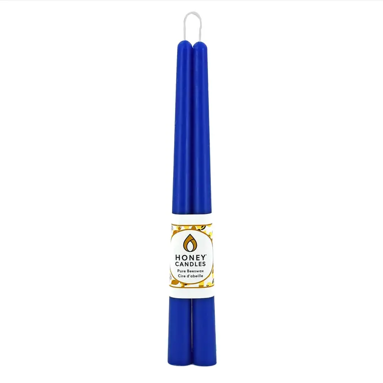 Honey Candles HC Beeswax Candle - Taper Pair 12" Blue