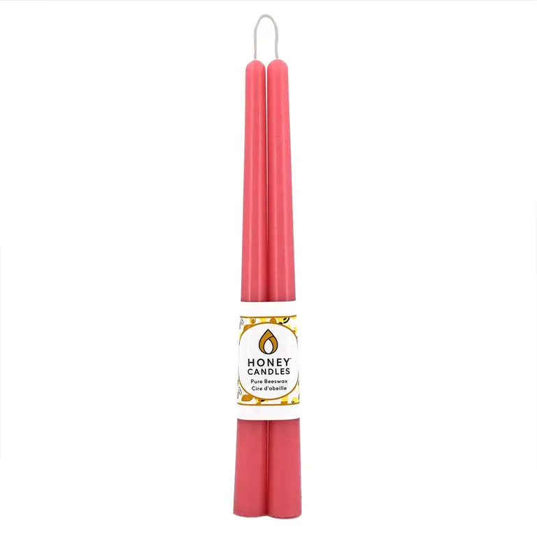 Honey Candles HC Beeswax Candle - Taper Pair 12" Pink