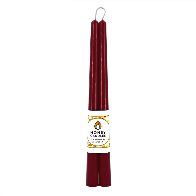 Honey Candles HC Beeswax Candle - Taper Pair 12" Burgundy