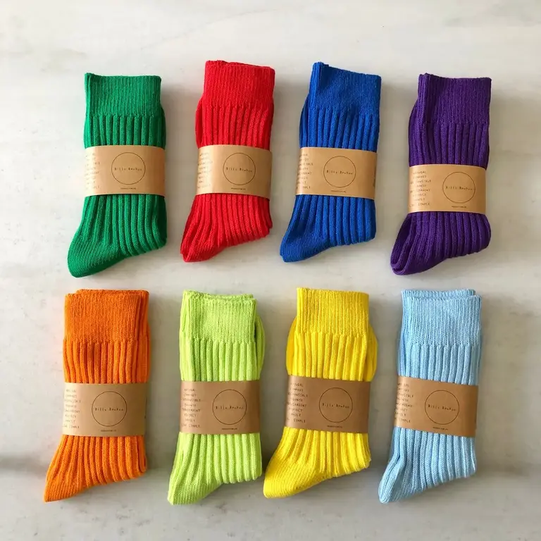 Billy Bamboo Billy Bamboo Ribbed Cotton Socks - Lake