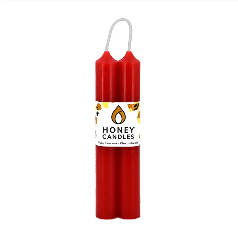 Honey Candles HC Beeswax Candle - Tube Pair 6" Red