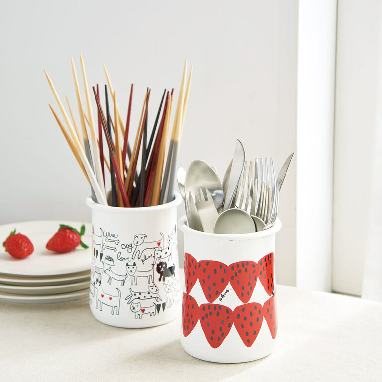 Kumu Japan Strawberry Enamel Utensil Crock Sm 600ml