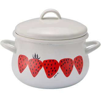 Kumu Japan Small Enamel Pot w Lid Strawberry (1.58L)