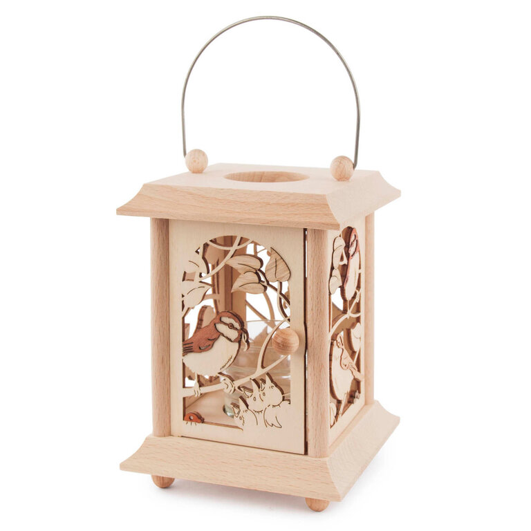 DS DS German Wooden Lantern - Birds