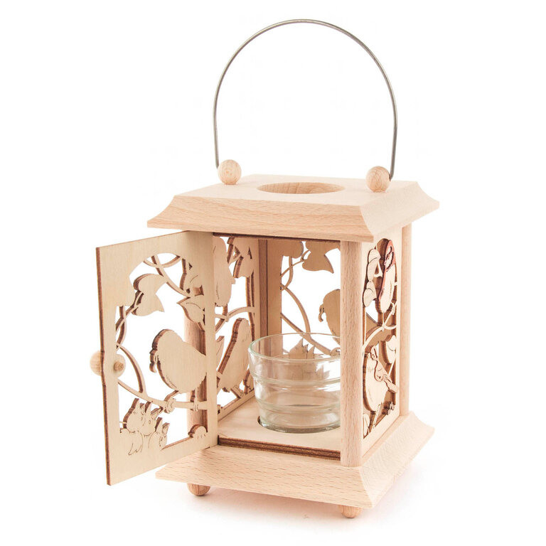 DS DS German Wooden Lantern - Birds