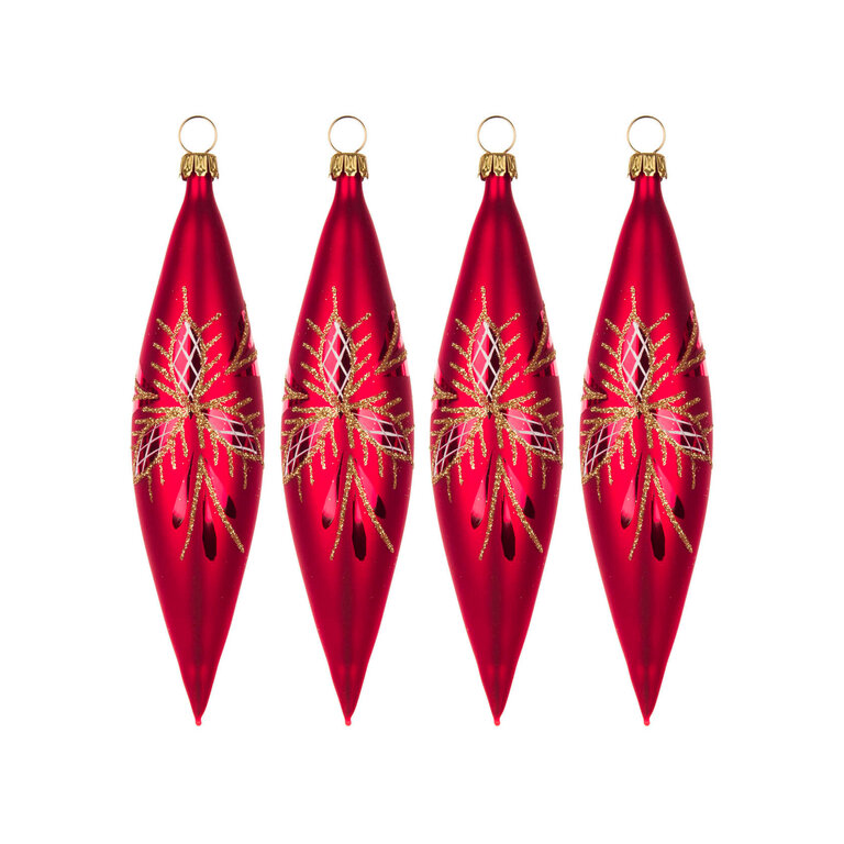 DS DS German Ornament Glass Red/Gold (Single)