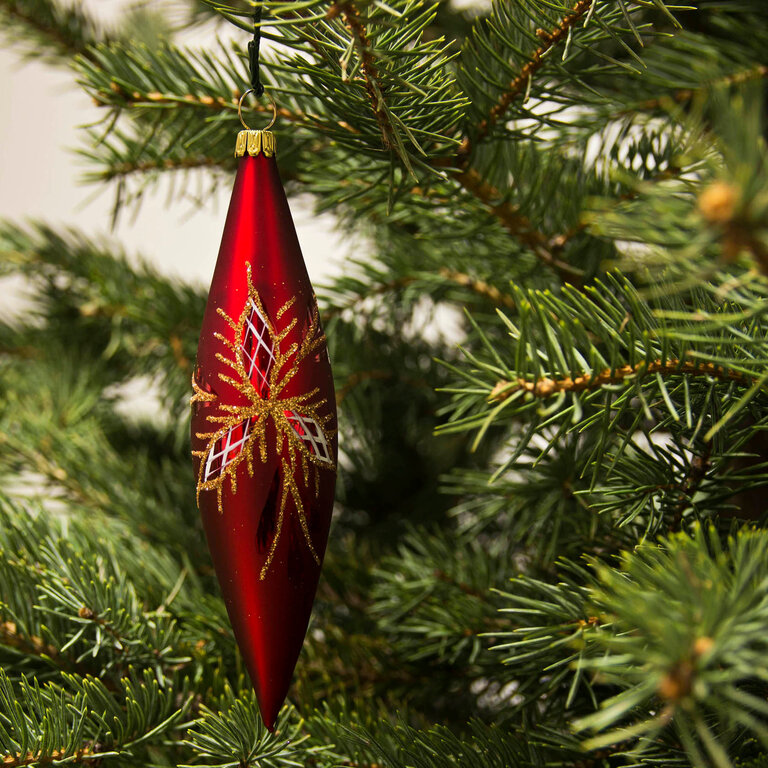 DS DS German Ornament Glass Red/Gold (Single)