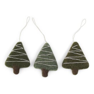 EGS EGS Fair Trade Adorned Green Tree Ornaments  S/3